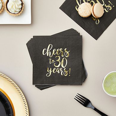 50 Pack Cheers To 30 Years Napkins For 30th Birthday, 3-ply, 5 X 5 In