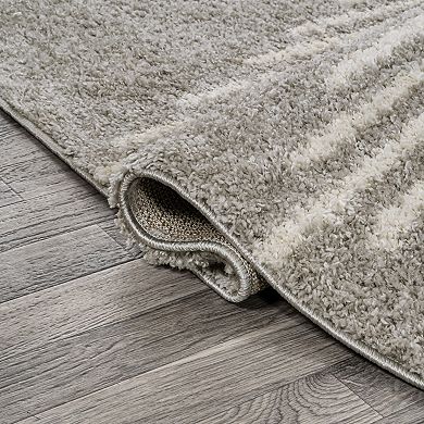 Elm Diamond Stripe Geometric Shag Area Rug