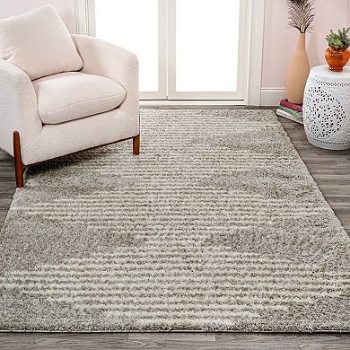 Elm Diamond Stripe Geometric Shag Area Rug