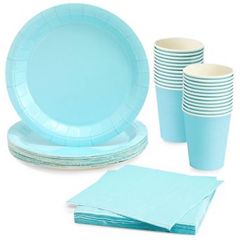 72 pc Light Blue Party Supplies Disposable Dinnerware Set (serves 24)