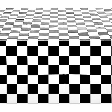 Checkered Plastic Tablecloth, Black And White Party Decor (54 X 108 In, 3 Pack)