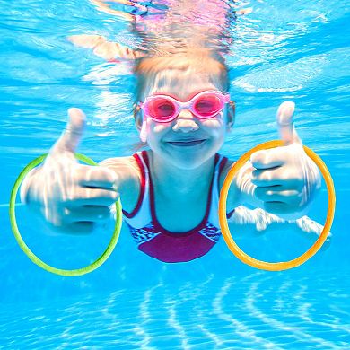 12 Pack Multicolored Pool Sinking Diving Rings Toys For Kids Summer Party 6.3 In