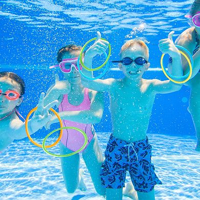 12 Pack Multicolored Pool Sinking Diving Rings Toys For Kids Summer Party 6.3 In