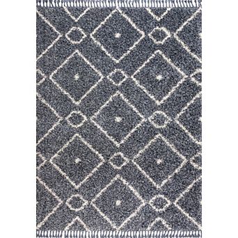 Mercer Shag Plush Tassel Moroccan Diamond Area Rug