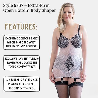 Extra Firm Open Bottom Body Briefer with Garters