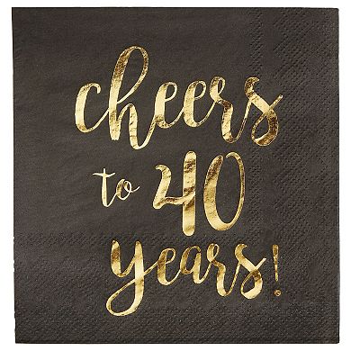 50 Pack Cheers To 40 Years Napkins For 40th Birthday, 3-ply, 5 X 5 In