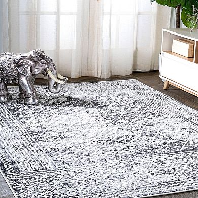 Azmar Moroccan Geometric Distressed Area Rug