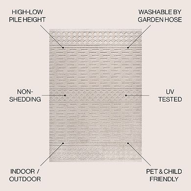 Xlendi High-low Pile Moroccan Geometric Indoor/outdoor Area Rug