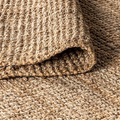 Pata Hand Woven Chunky Jute With Fringe Area Rug