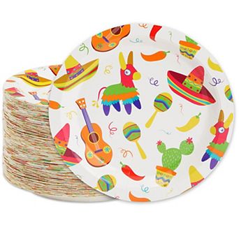 80-pack Fiesta Design Paper Plates, Cinco De Mayo, Fiesta Party Decorations, 9 in