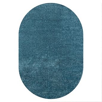 Haze Solid Low Pile Area Rug Turquoise