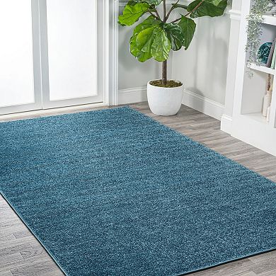 Haze Solid Low Pile Area Rug Turquoise