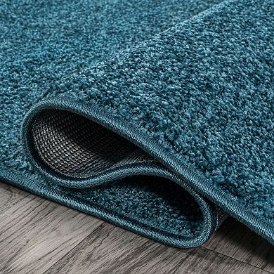 Haze Solid Low Pile Area Rug Turquoise