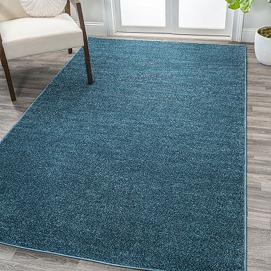 Haze Solid Low Pile Area Rug Turquoise