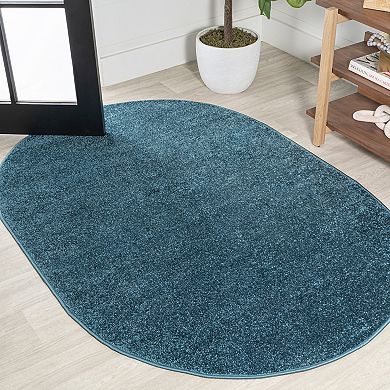 Haze Solid Low Pile Area Rug Turquoise