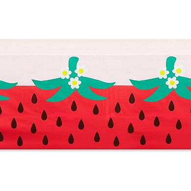 Pink Plastic Tablecloth For Strawberry Party Decorations (54 X 108 In, 3 Pack)