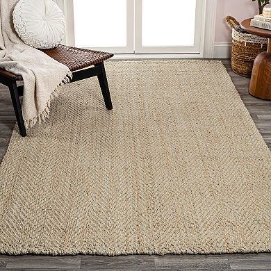 Espina Hand Woven Herringbone Chunky Jute Area Rug