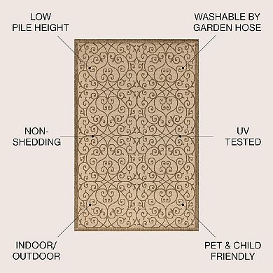 Madrid Vintage Filigree Textured Weave Indoor/Outdoor Area Rug