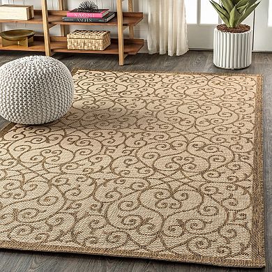 Madrid Vintage Filigree Textured Weave Indoor/Outdoor Area Rug
