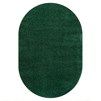 Haze Solid Low Pile Area Rug Emerald