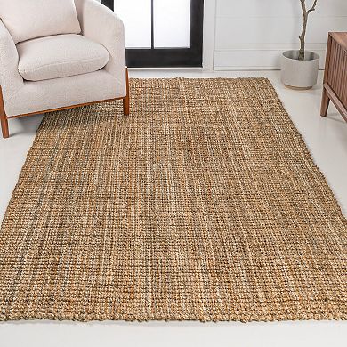 Pata Hand Woven Chunky Jute With Fringe Area Rug