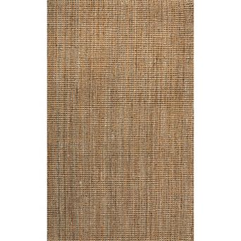 Pata Hand Woven Chunky Jute With Fringe Area Rug