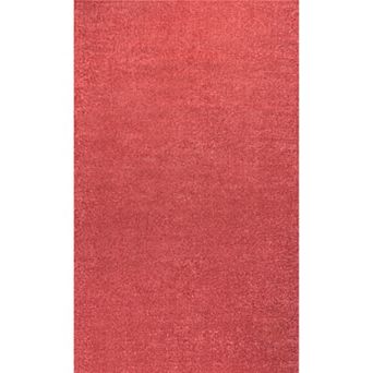 Haze Solid Low Pile Area Rug Red