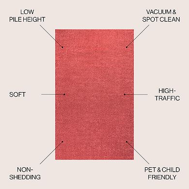 Haze Solid Low Pile Area Rug Red