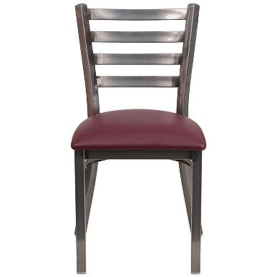 Emma And Oliver 2 Pack Clear Coated Ladder Back Metal Restaurant Chair