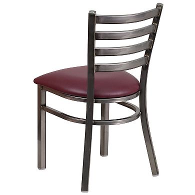 Emma And Oliver 2 Pack Clear Coated Ladder Back Metal Restaurant Chair
