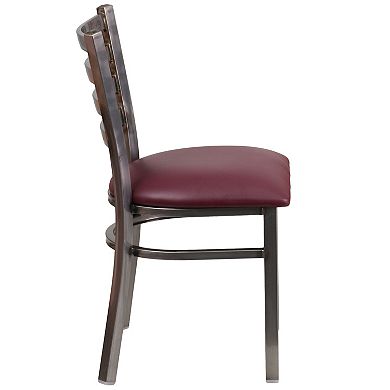 Emma And Oliver 2 Pack Clear Coated Ladder Back Metal Restaurant Chair