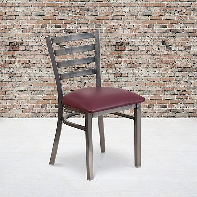 Emma And Oliver 2 Pack Clear Coated Ladder Back Metal Restaurant Chair