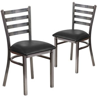 Emma And Oliver 2 Pack Clear Coated Ladder Back Metal Restaurant Chair