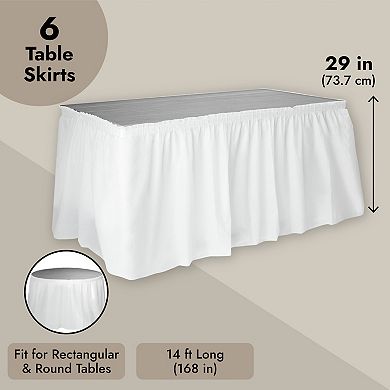 6 Pack Disposable Table Skirts For Wedding Engagement Party Birthday 8 Feet Long