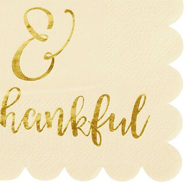 Cocktail Napkins - 50-pack Disposable Scalloped Paper Napkins, Thanksgiving