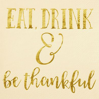 Cocktail Napkins - 50-pack Disposable Scalloped Paper Napkins, Thanksgiving