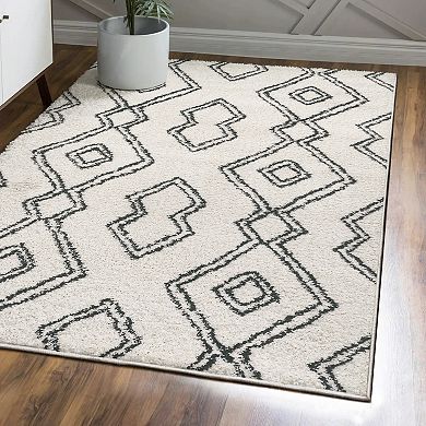 Pele Modern Geometric Dot Shag Area Rug