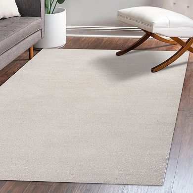 Haze Solid Low Pile Area Rug Ivory