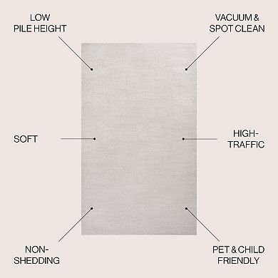 Haze Solid Low Pile Area Rug Ivory