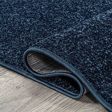 Haze Solid Low Pile Area Rug Navy