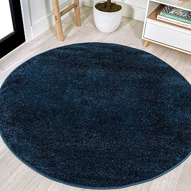 Haze Solid Low Pile Area Rug Navy