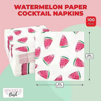 Watermelon Party Cocktail Napkins (5 In, 100 Pack)