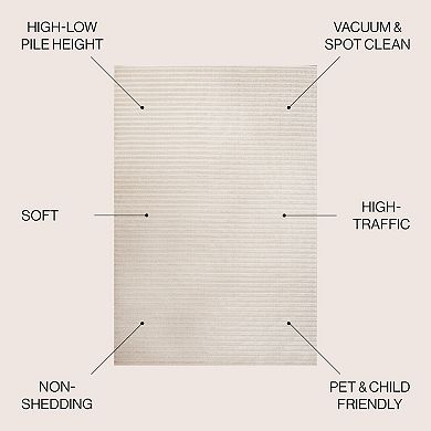 Aarhus Minimalist Scandi Striped Area Rug