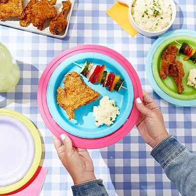 Plastic Paper Plate Holders, Picnic Supplies, 4 Colors (10 In, 20 Pack)