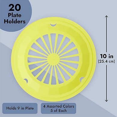 Plastic Paper Plate Holders, Picnic Supplies, 4 Colors (10 In, 20 Pack)