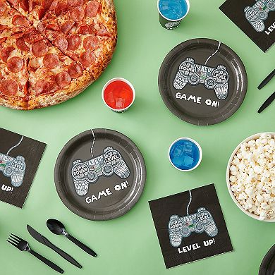 144 Pack Video Game Party Supplies For Gamer Birthday Decorations, Serves 24