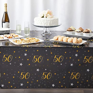 3 Pack 50th Birthday Tablecloth Party Decorations, 54x108 Plastic Table Covers