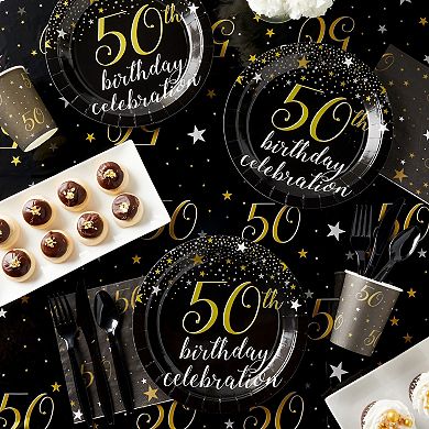 3 Pack 50th Birthday Tablecloth Party Decorations, 54x108 Plastic Table Covers