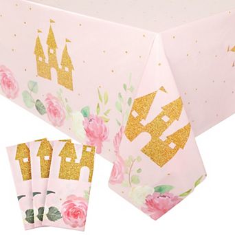 3 Pack Princess Tablecloths For Princess Party Supplies, 54 X 108 in