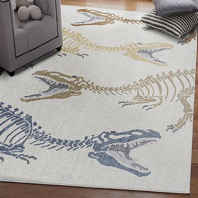 Kingdarr T-rex Modern Kids Machine-washable Area Rug